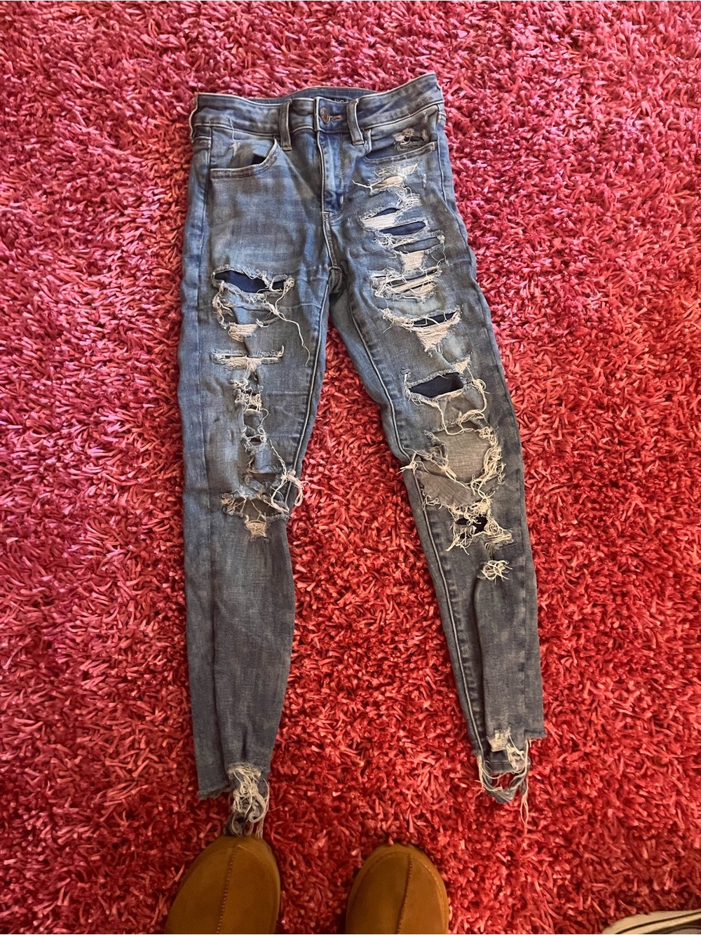 American Eagle Outfitters Light Blue Ripped Skinny Jeans